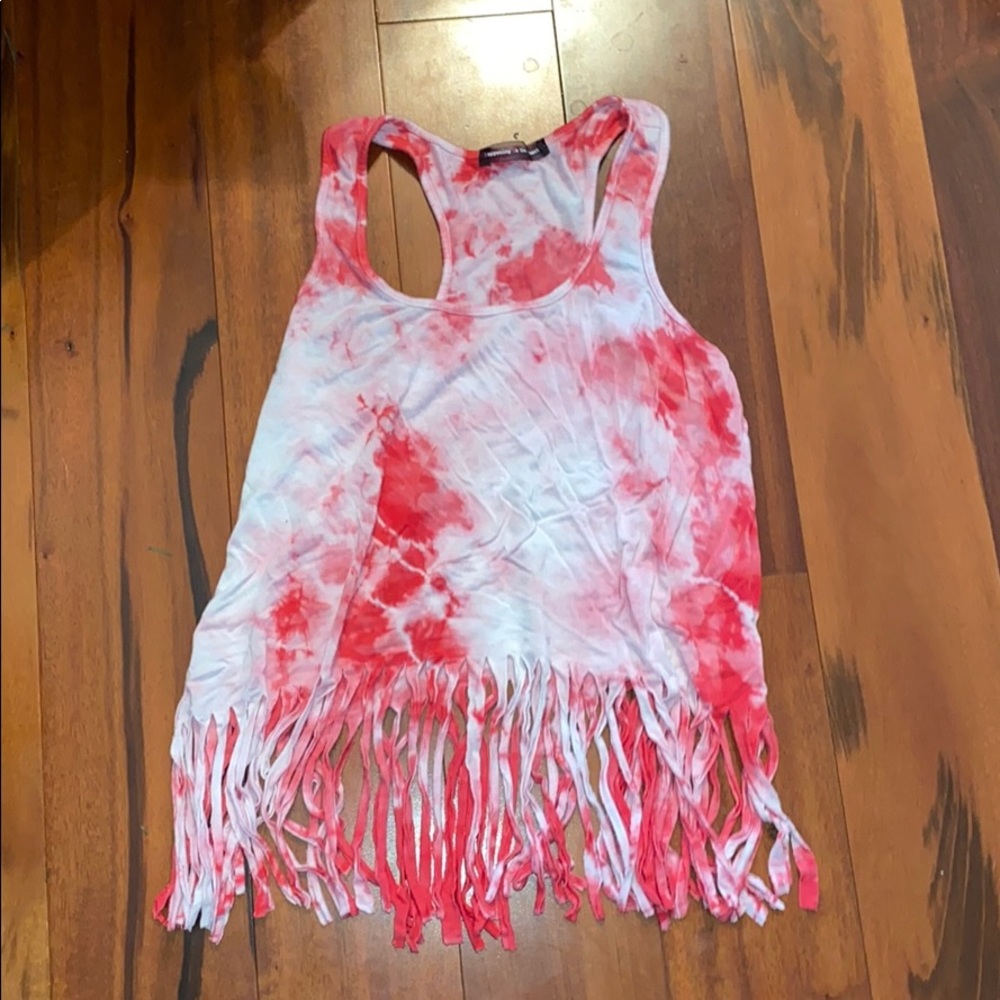 Tie Dye cropped fringe top